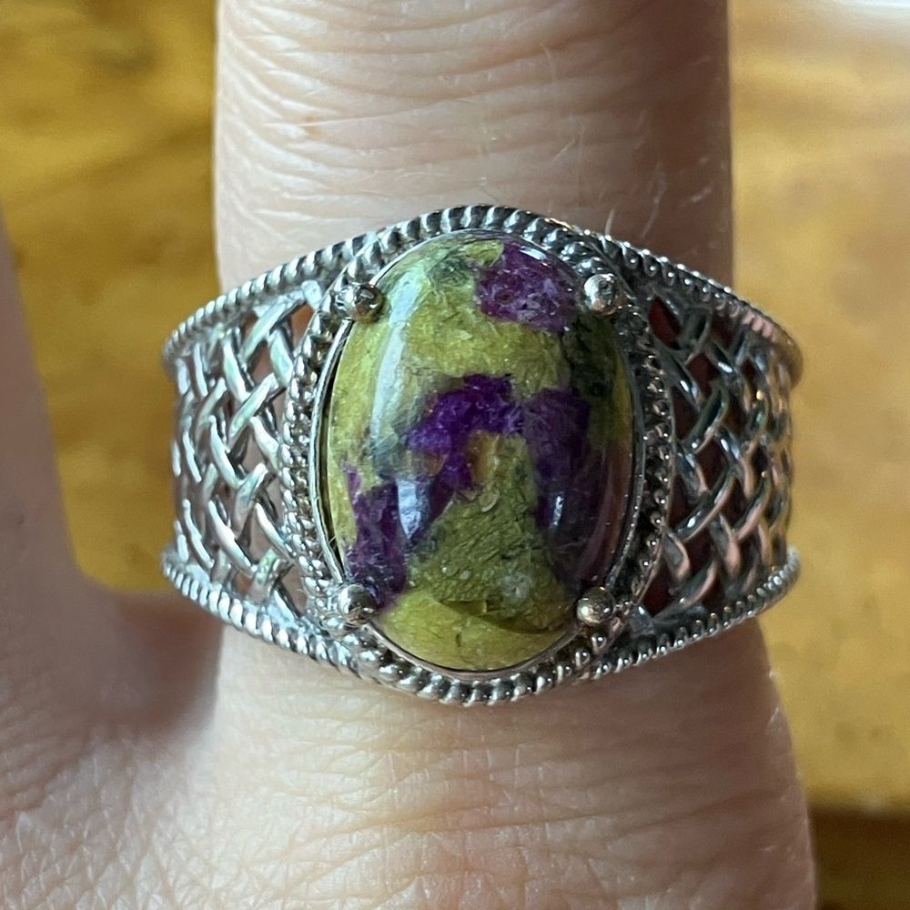 Natural Tasmanian Stichtite Sterling Silver Ring Size 9.25
